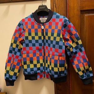 Tory Sport mesh multicheck bomber jacket